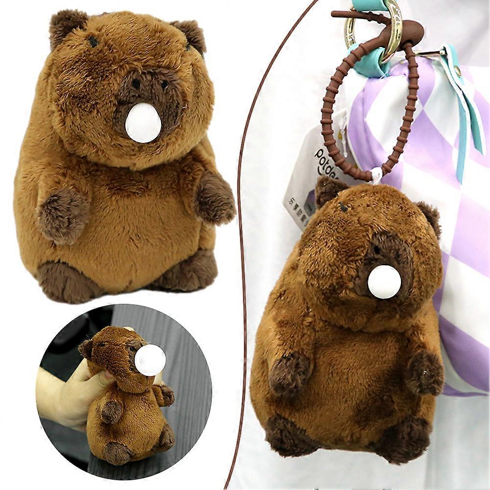 Capybara Plush Keychain with Squeeze Bubble Lightweight Hanging Pendant Props for Key Handbag Decor