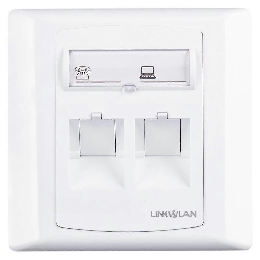 Network Panel RJ45 RJ11 Telephone Keystone Jacks Suitable Cat6A Cat7 LAN Faceplate 86x86mm Single/Double Port Panel Wall Outlet