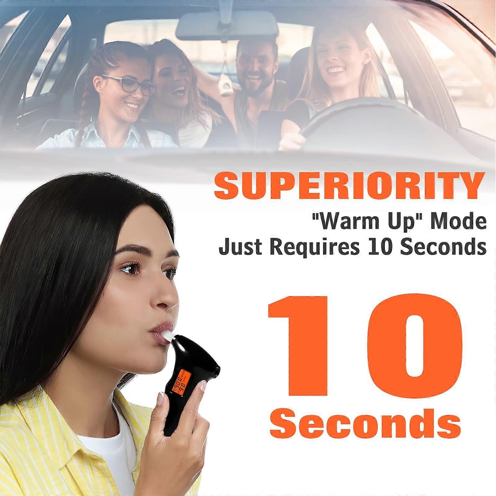 -Grade Accuracy Breathalyzer Portable Tester With LCD Digital Display For Home Or Party Use With 5 Mouthpieces