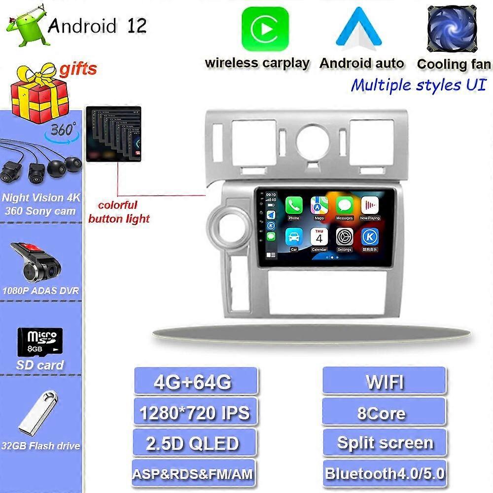 QLED DSP IPS 8 + 128G Android 12 Für Hummer H2 E85 2007 - 2009 Autoradio Multimedia Video Player Navigation GPS Wireless Carplay