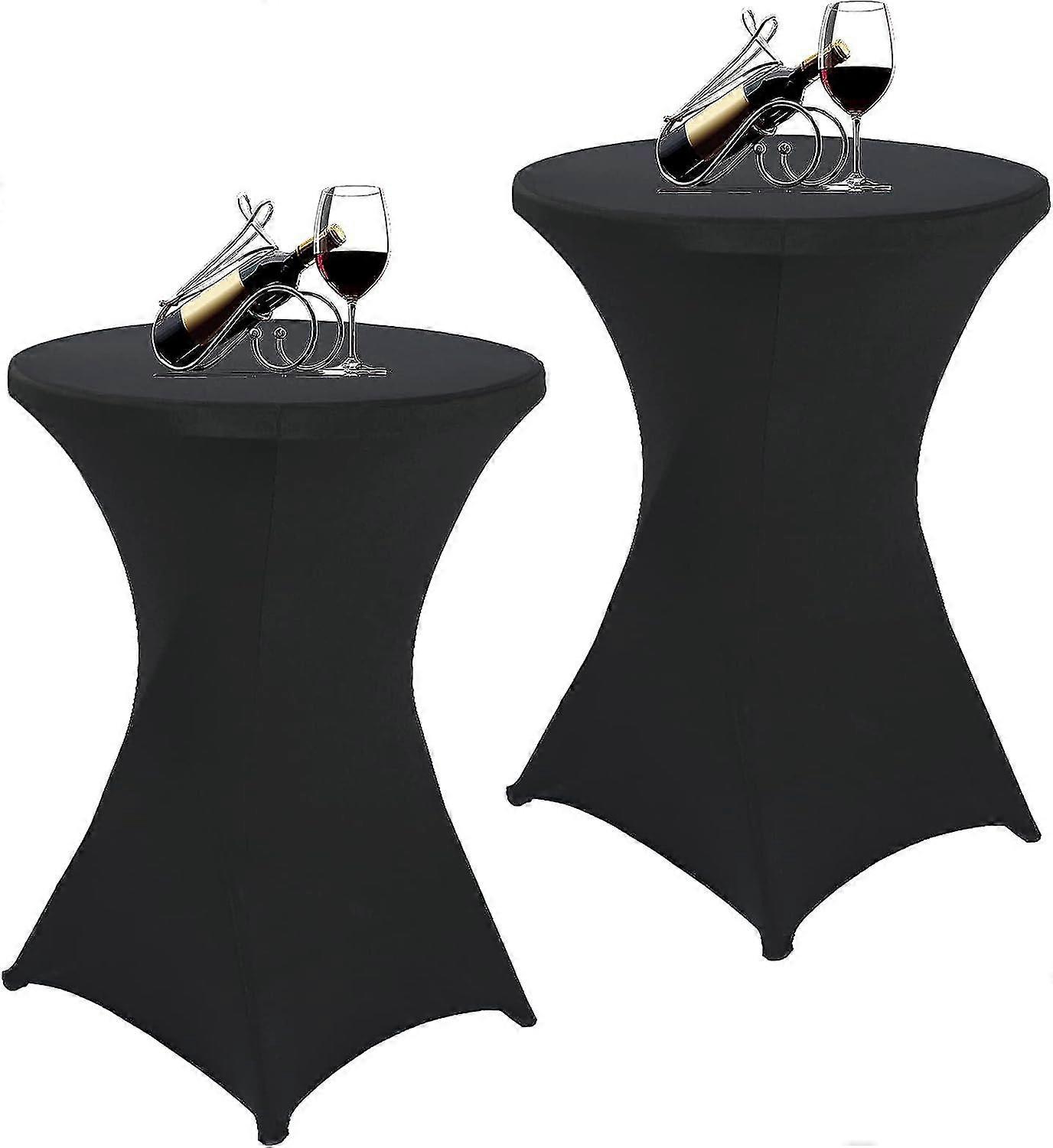 Set di 2 tovaglie da cocktail angolari quadrate elasticizzate in spandex, tovaglia rotonda per tavolo da ricevimento alto 80 x 110 cm, tovaglia da cocktail nera per matrimonio.