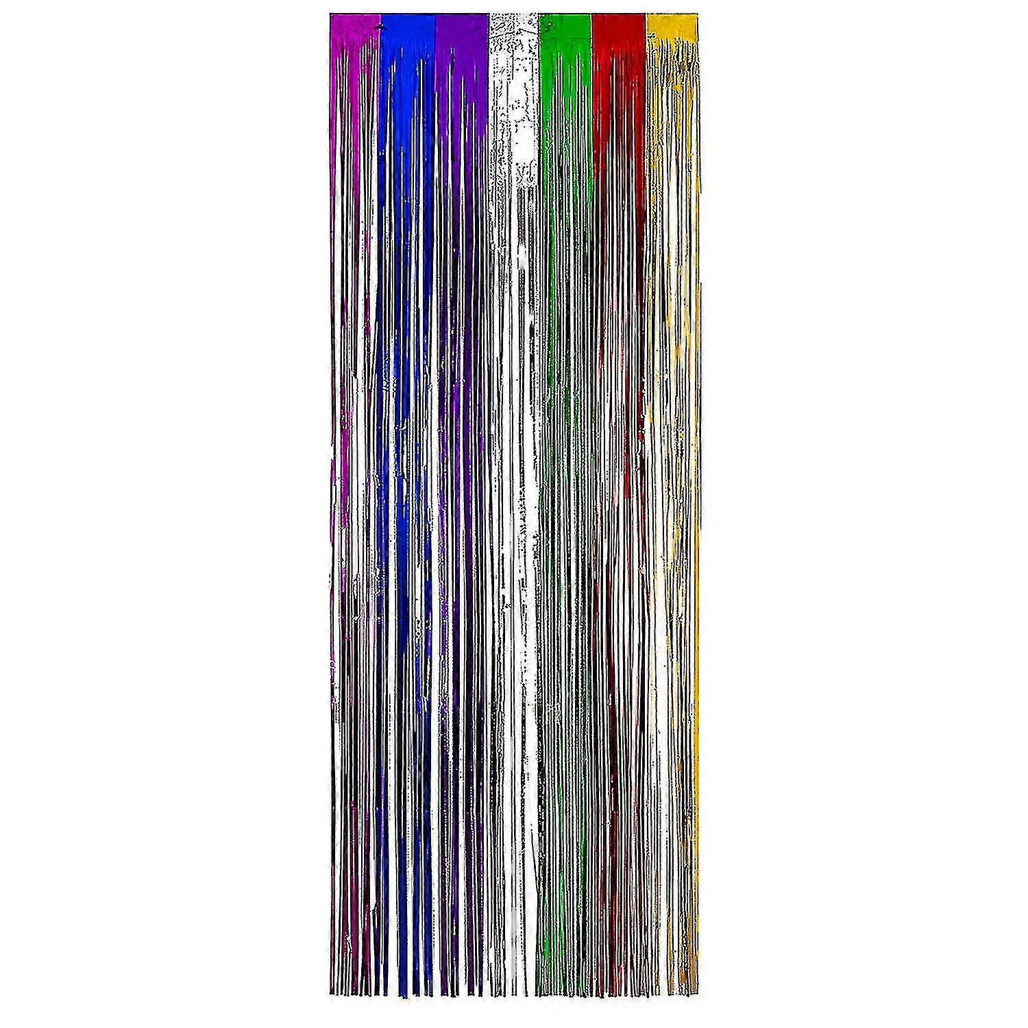 Rainbow Foil Curtain Party Backdrop Multicoloured 1.9 X 0.9m