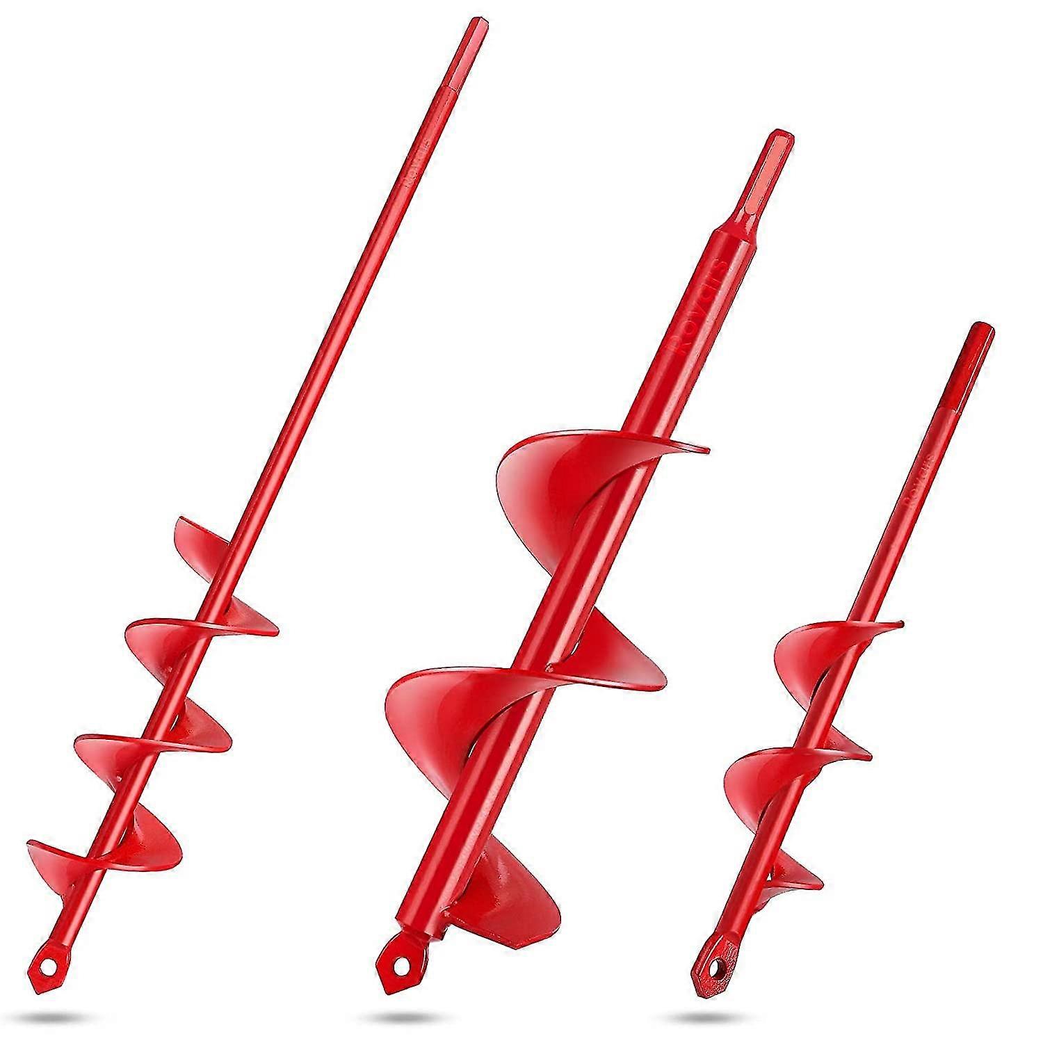 3pcs Auger Drill Bit For Planting Garden Bulb Planter Tool 1.6"x9" 2"x15" And 2.8"x12"