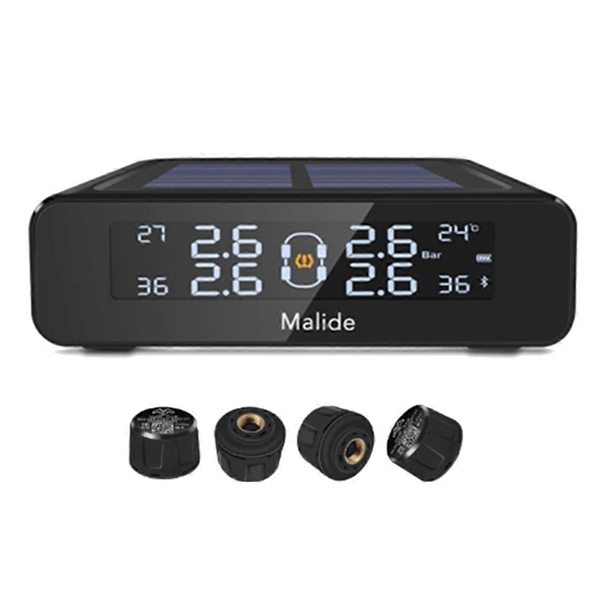 MALIDE Car Solar TPMS Tire Pressure Monitor External Tire Pressure Sensor Smart Tire Pressure Alarm