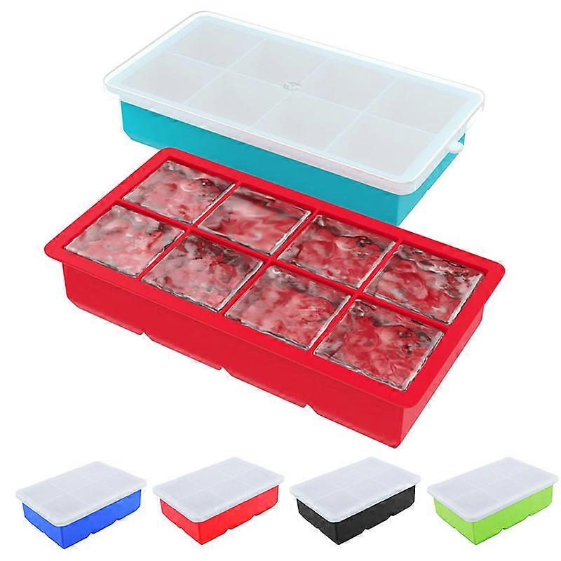 4/6/8Cell Large Ice Cube Mold MultiColor Square Ice Tray Mold Big Cubitera Food Grade Silicone Tray Mold Ice Maker Ice Cube Tray