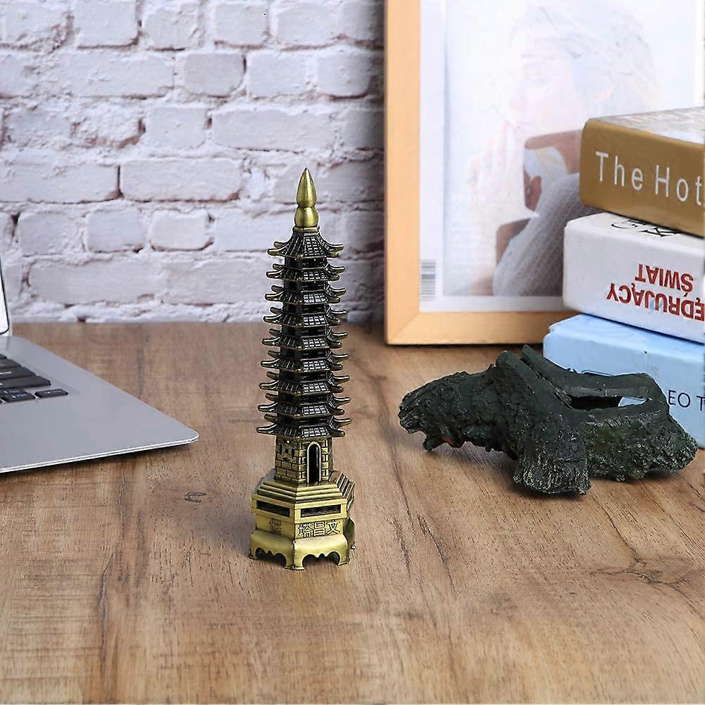 Wenchang Tower Modell Aus Legierung – 13 Etagen, Grün-bronze, Fengshui Deko Für Zuhause