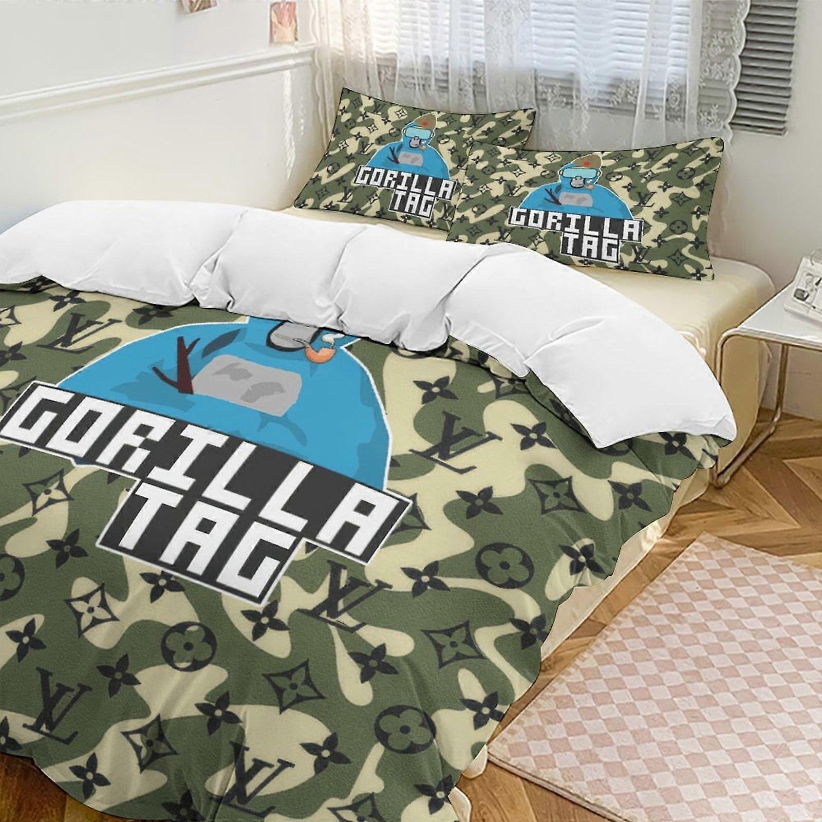 v7537 Lenzuola Biancheria da letto Verde Camo Blu Gorilla Tag Comforter Set Morbido 3 Pz Twin Bedding Set Addensare per tutte le stagioni, 1 Trapunta 2 Cuscini Shams  