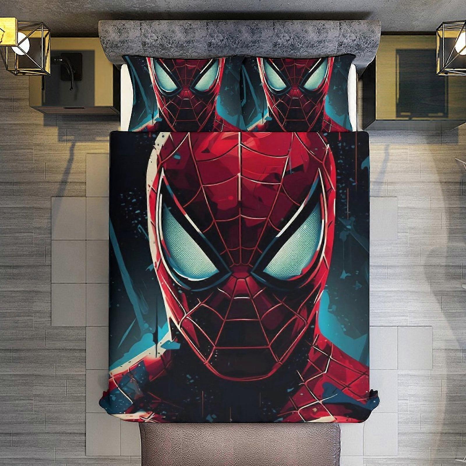 v3142  Bed Sheets Bedding 3 Piece Bedding Set,Spider-Man Face Comforter Set for Kids Boys Teen Men Tween 3D Lightweight Microfiber Bedding Sets (1 Duv