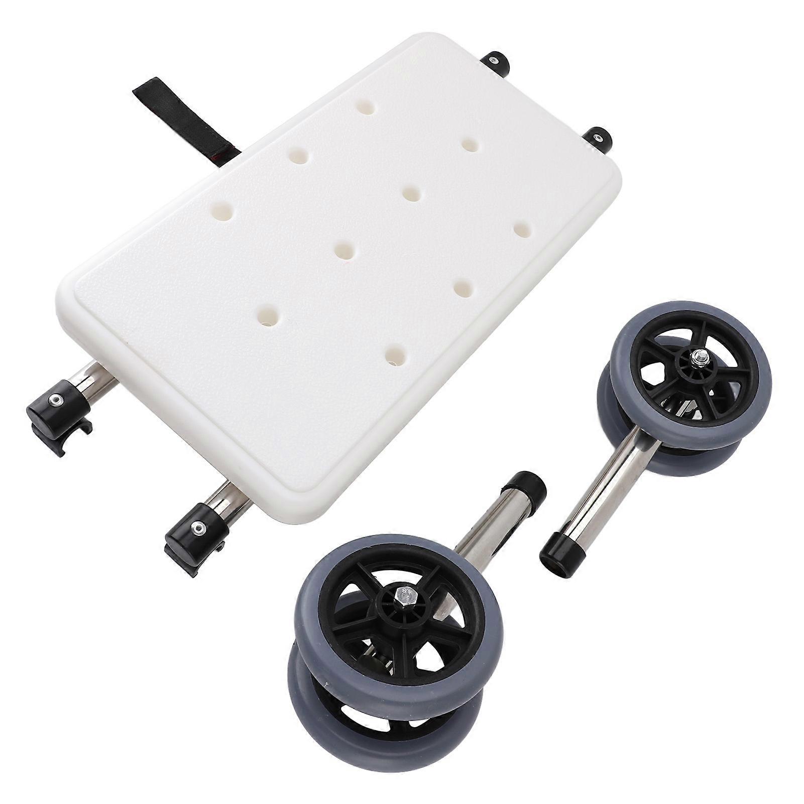 Elderly Walker White Bath Board 1 Pair Gray Double Wheel 6 Adjustable Height Walking Aid Accessory
