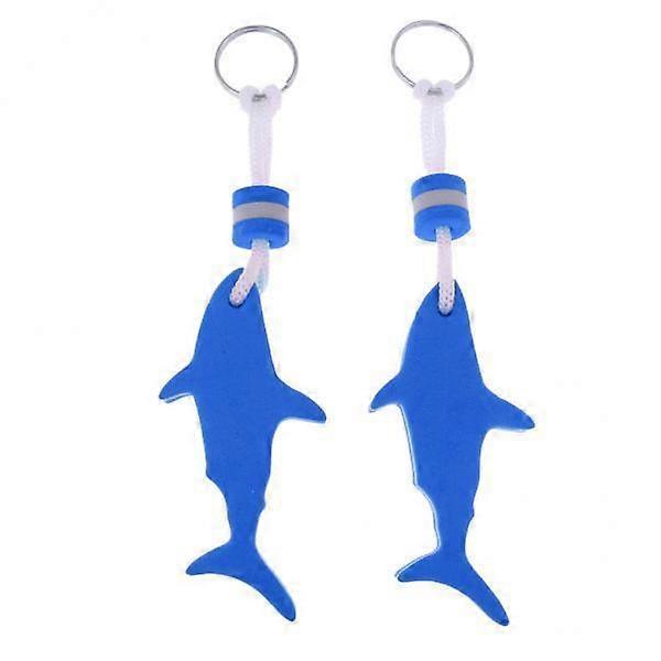 3x2 Pieces Shark Shaped EVA Floating Keychain Keyring Water Key Float Blue