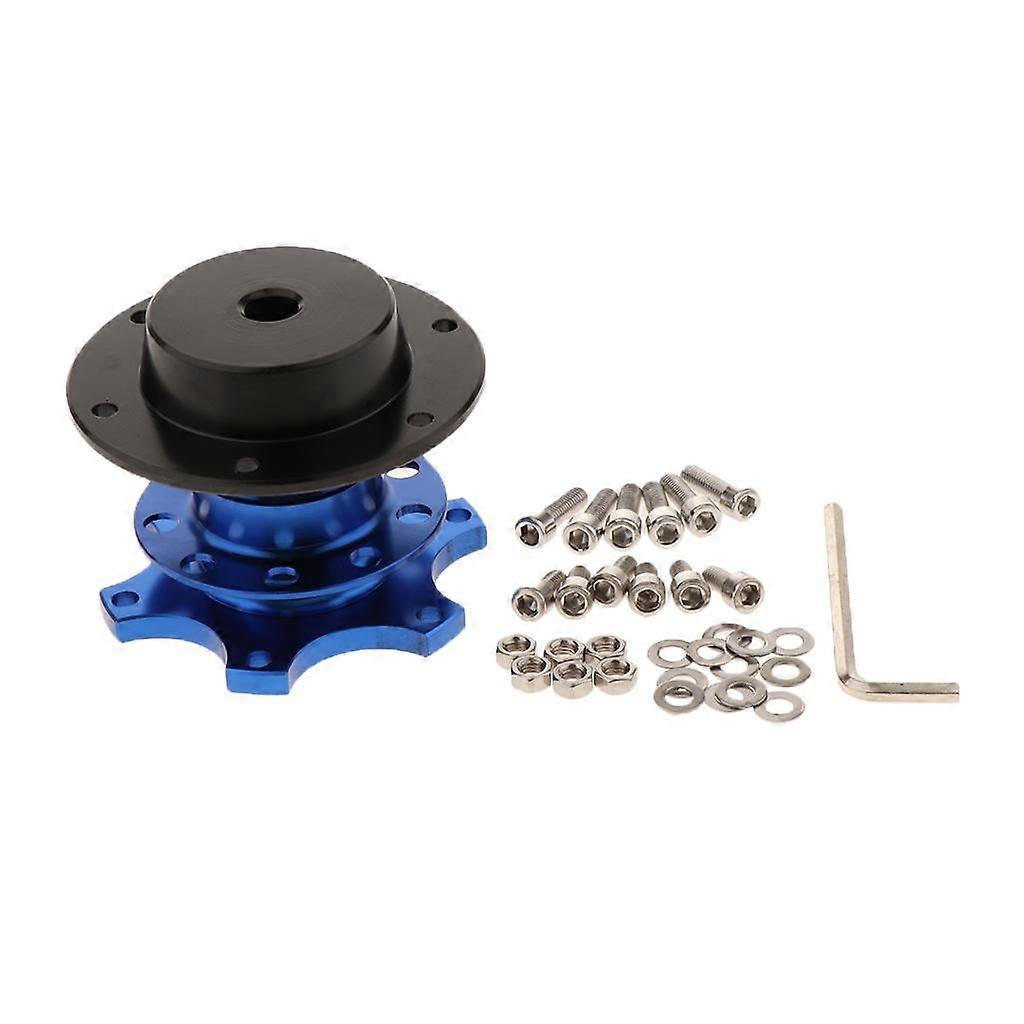 Car Steering Wheel Bolt-On Quick Release Hub Adapter Removable Kit Blue