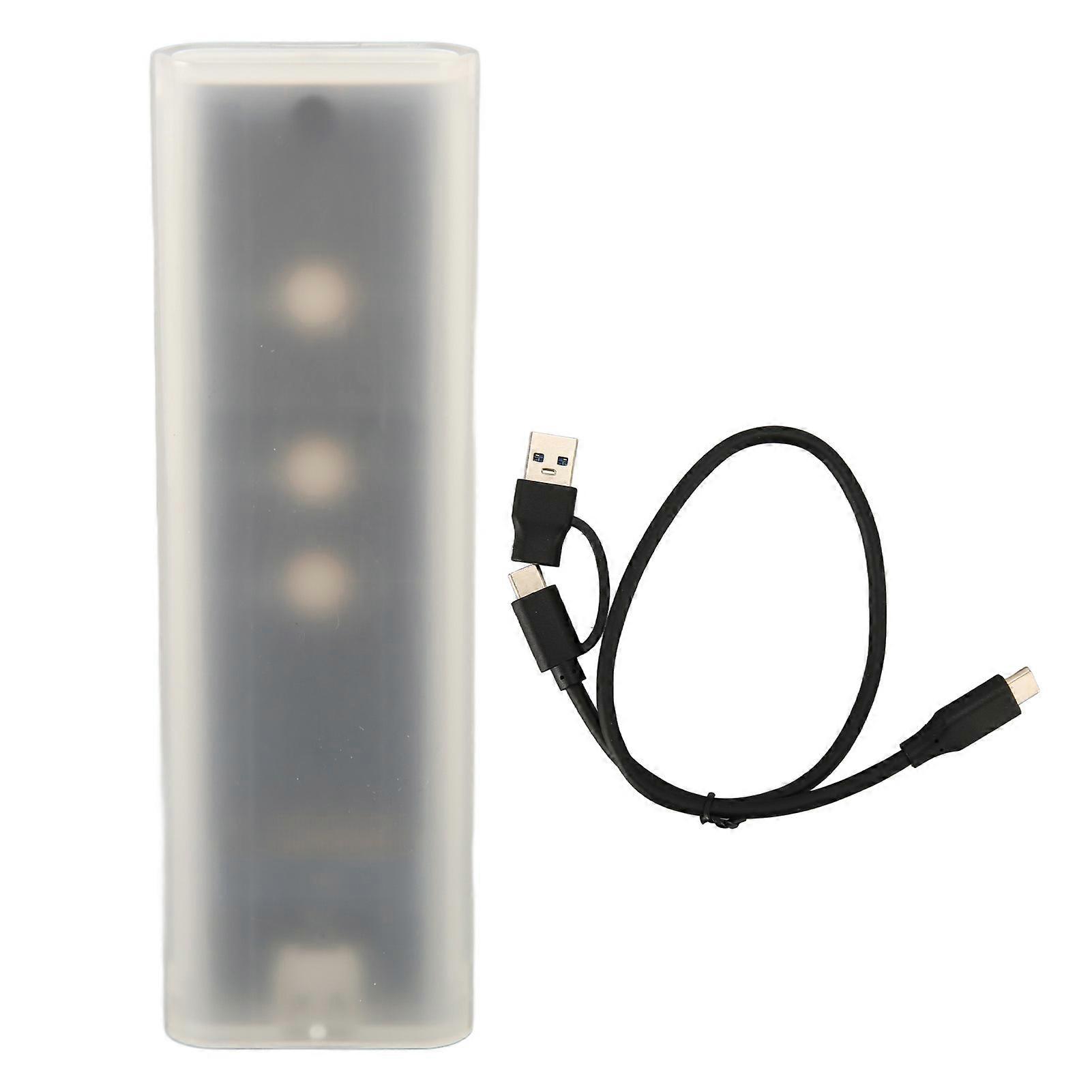 Boîtier SSD M.2 NVMe 10 Gbit/s Type C USB 3.1 avec éclairage LED respirant et couvercle transparent NGFF pour SSD 2230, 2242, 2260, 2280
