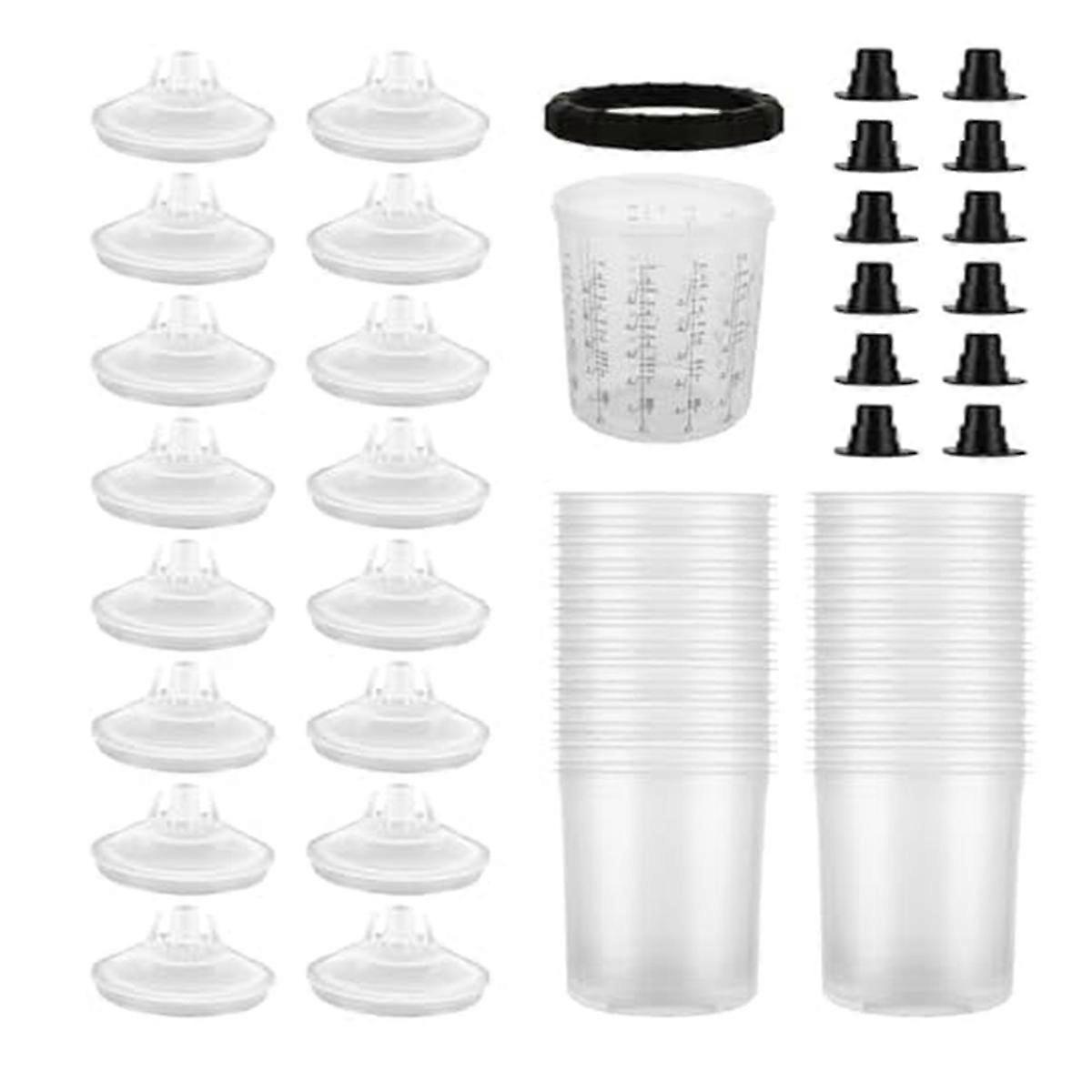 25-Pack Disposable Paint Cup Liners and Caps System for , Paint Cups 20 Oz (600 Ml) Set