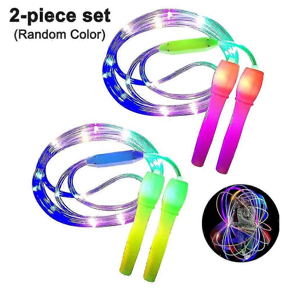 2 Pack Led Skipping Rope - Adjustable Length, 3 Light Modes, Speed Skipping