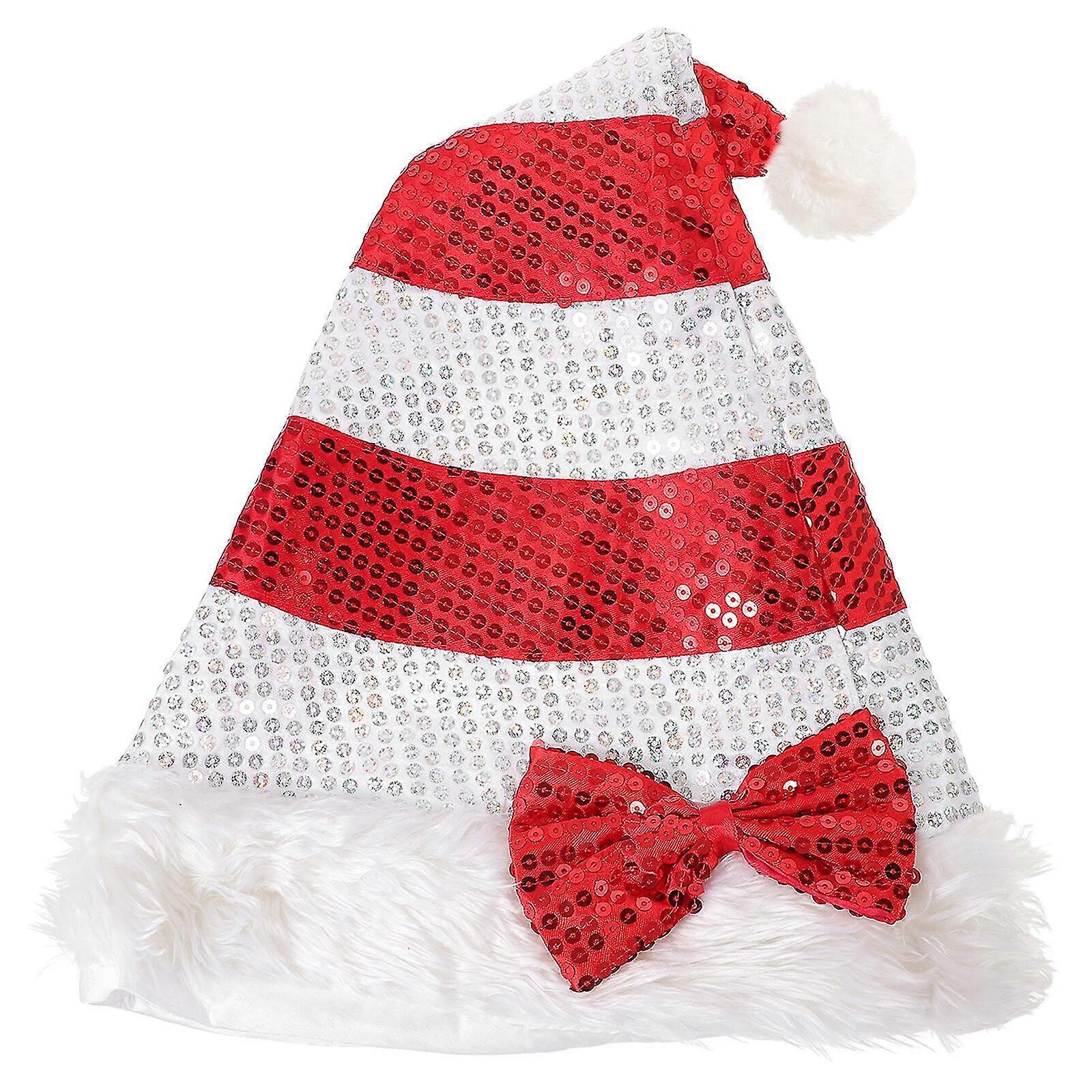 Santa Hat Sequin Plush Christmas Hat Festive Headgear Performance Hat Prop