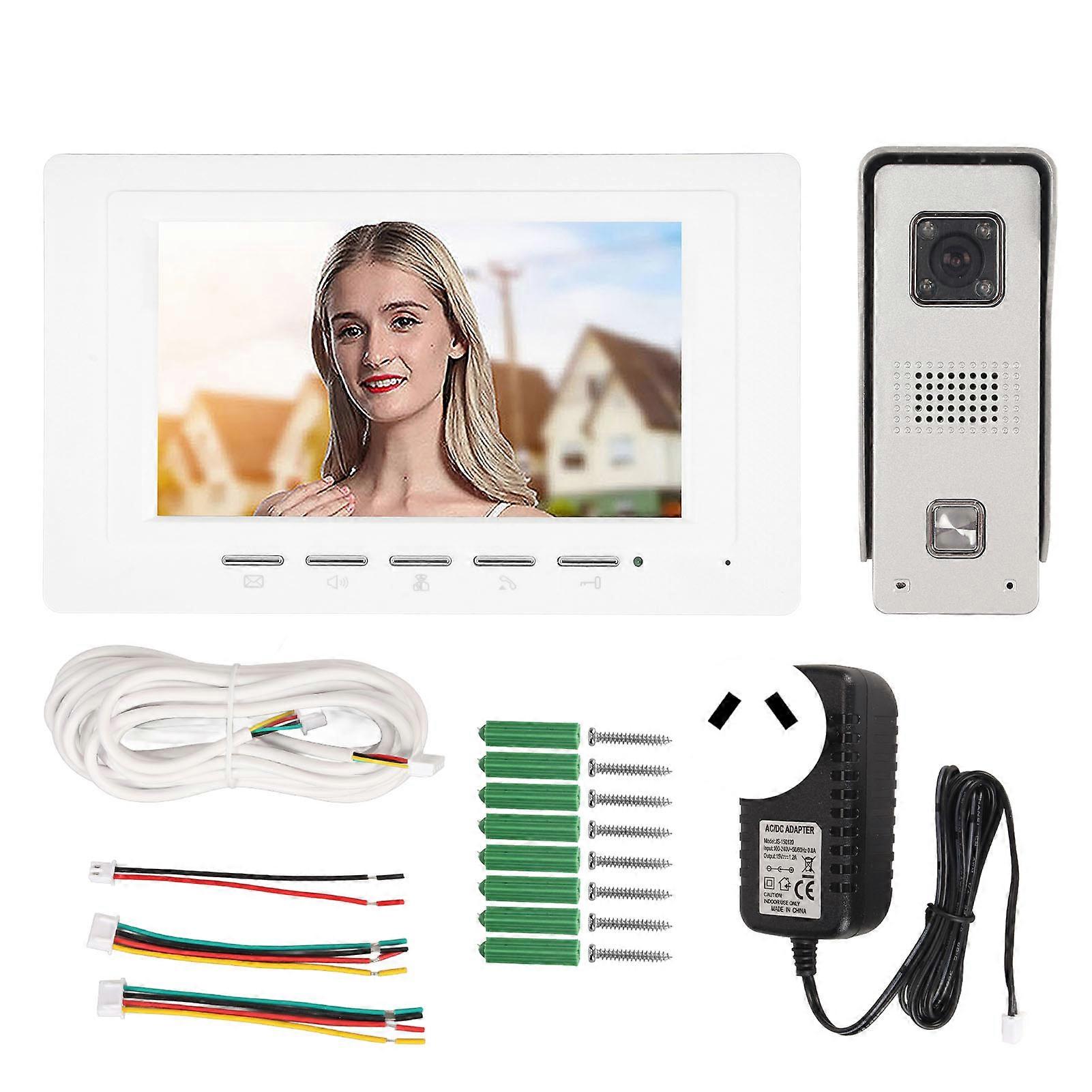 Doorbell Intercom System 7In TFT Screen Night Vision Rainproof For Home Apartment