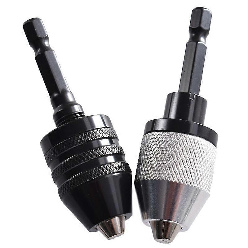 2pcs Keyless Drill Bit Hex Keyless Drill Chuck Quick Change Adapter Converter Clamping 0.3~6.5mm