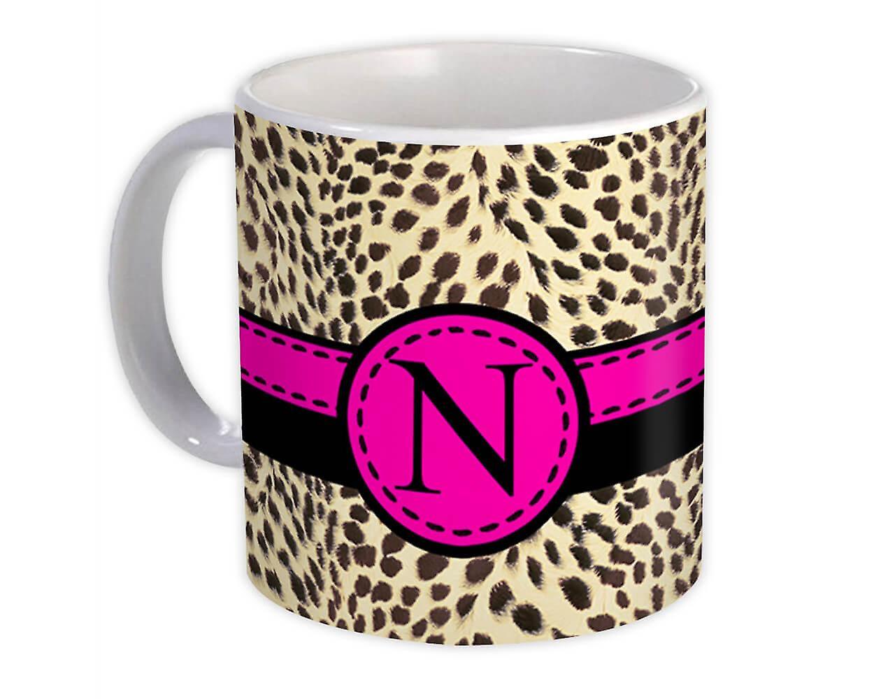 Gift Mug: Monogram Letter N Cheetah