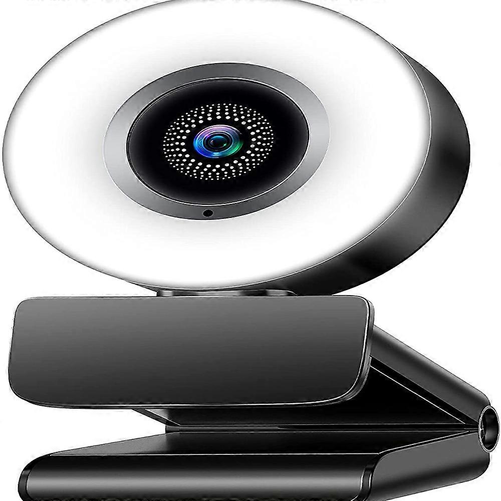 High Definition 2K Streaming Media Camera with Microphone and Adjustable Ring Light