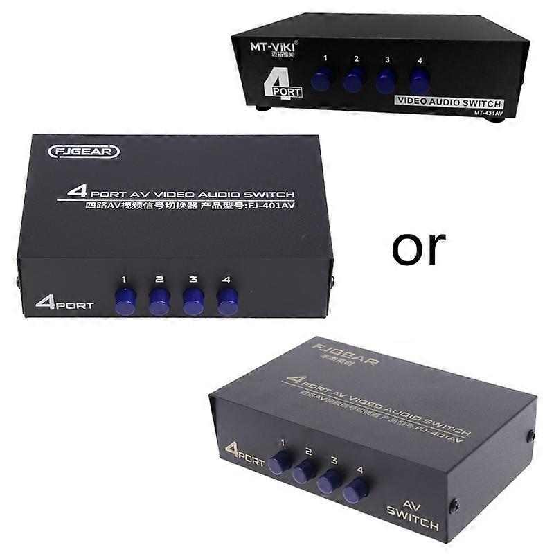 4-Way AV Switch RCA Switcher 4 in 1 Out Composite Video L/R Audio Selector Box