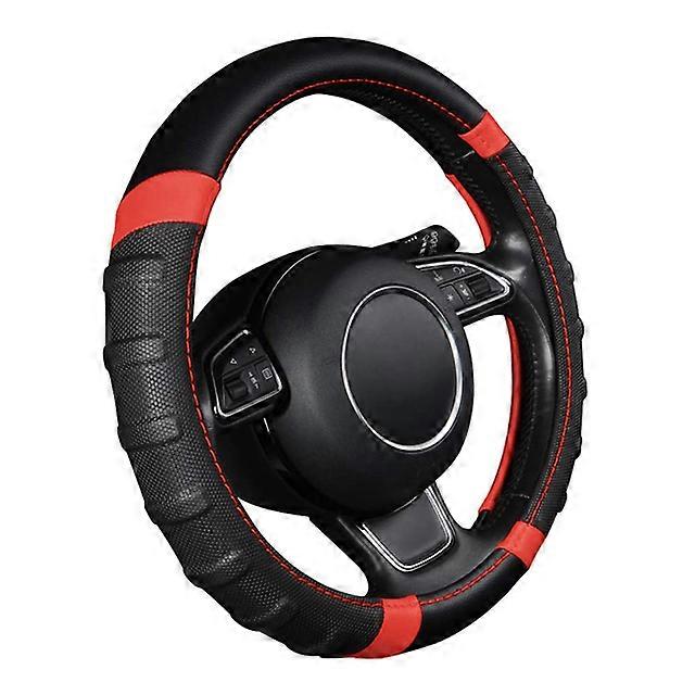AUTOYOUTH Willow Patterned Massage Car Steering Wheel Cover Soccer Pattern Splice Light Leather 38 CM Most Car Styling