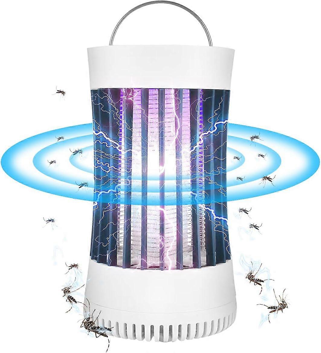 (White)Portable electronic rechargeable mosquito fly killer lamp/bug zapper for summer trip,outdoor camping,patio,home and garden