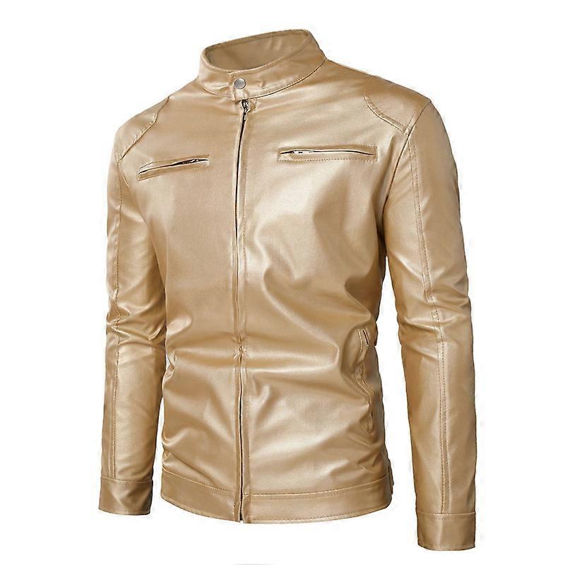 Mens Shiny Jacket Zip Up Lightweight Casual Coat Stand Up Collar Jacket