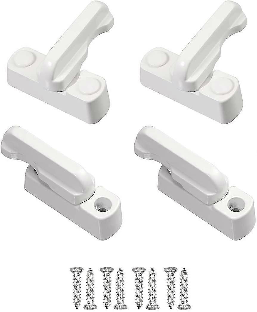 4pcs Security Locks, Window Rotation Limiter With Screws, White Window Locks