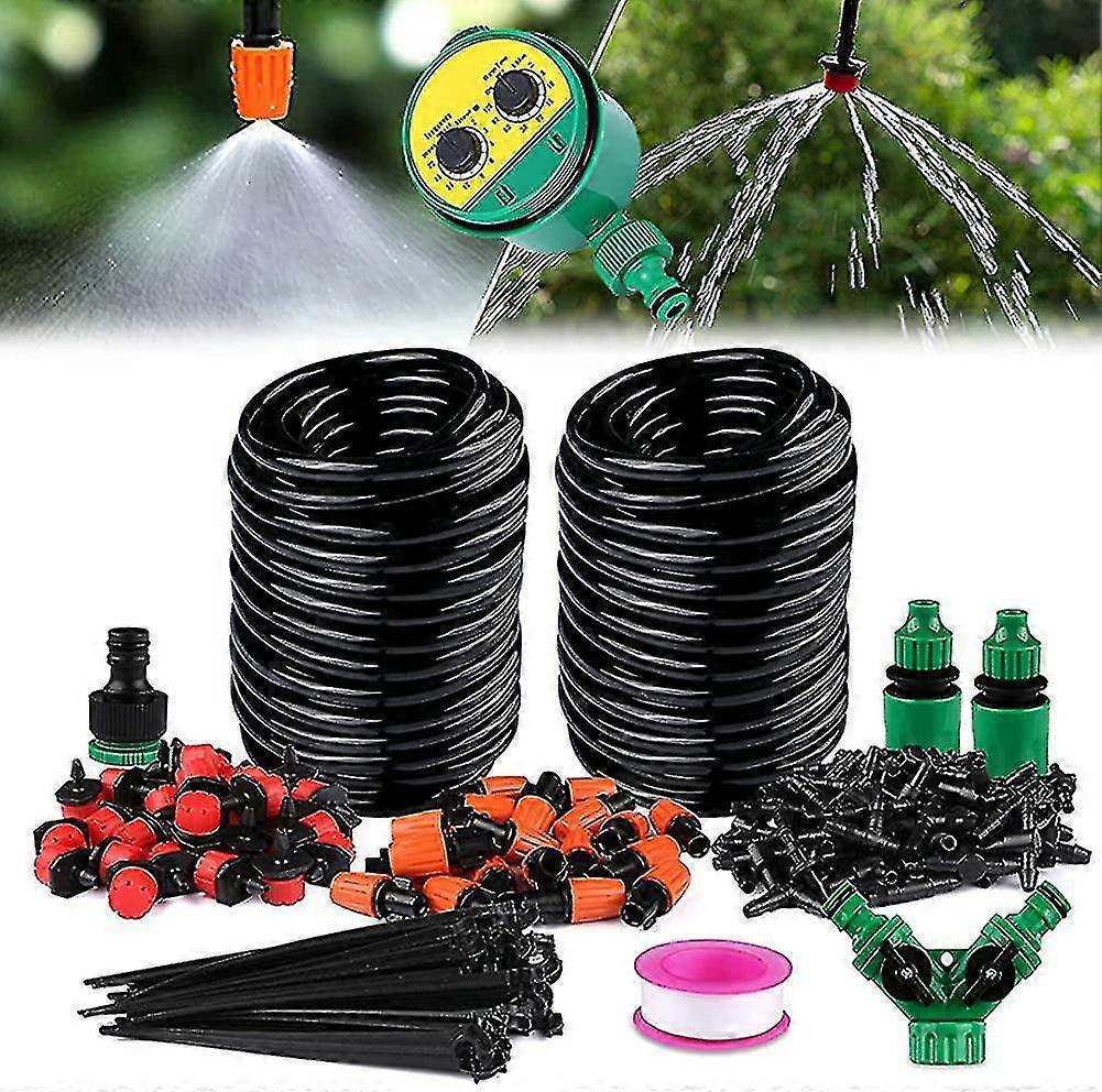 Garden Irrigation System. 20m/65ft Micro Drip Irrigation Kit Automatic Adjustable Watering