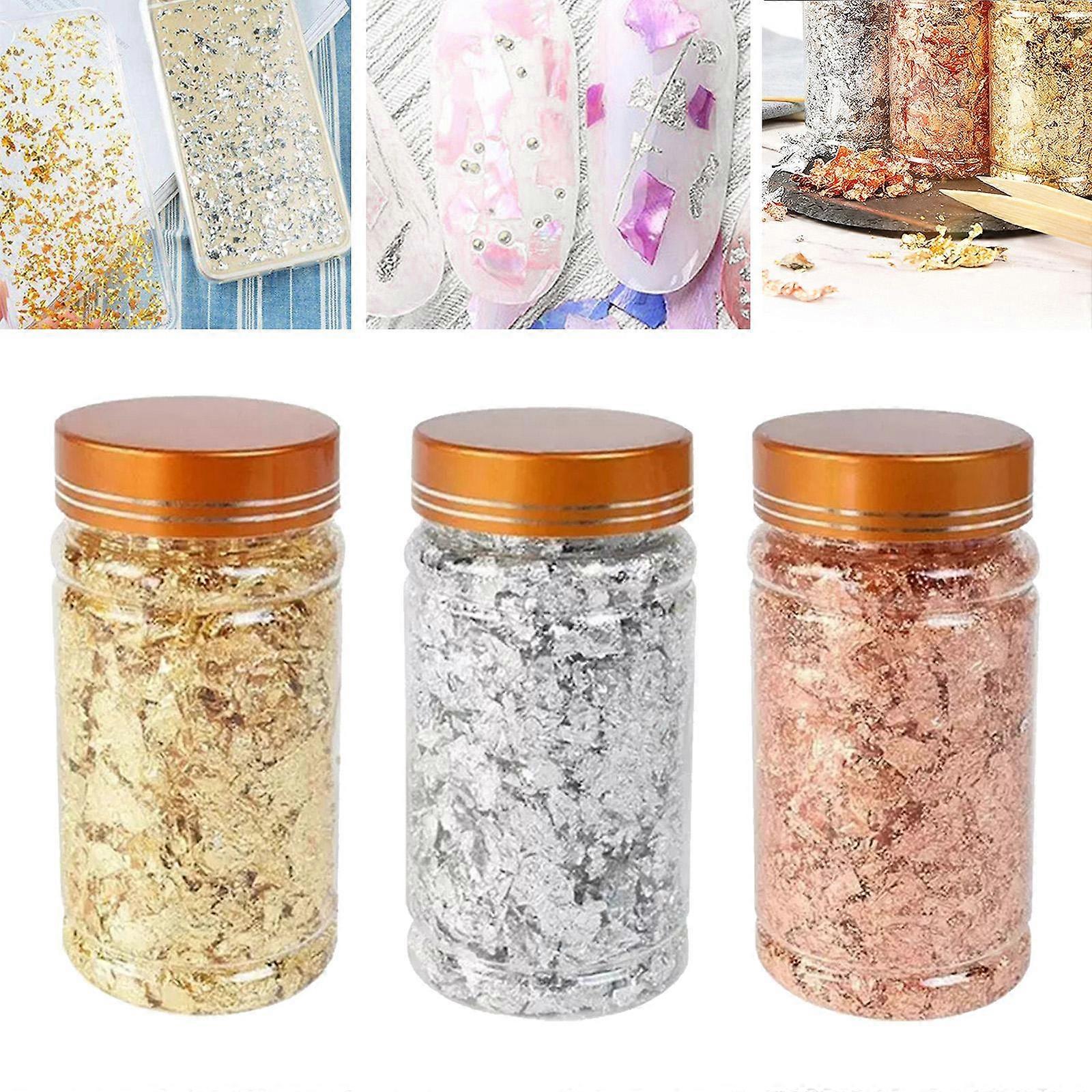 3Pack 3Grams Gold Leaf Flake 3 Colors DIY Crafts Nails Cake Macaron Decor