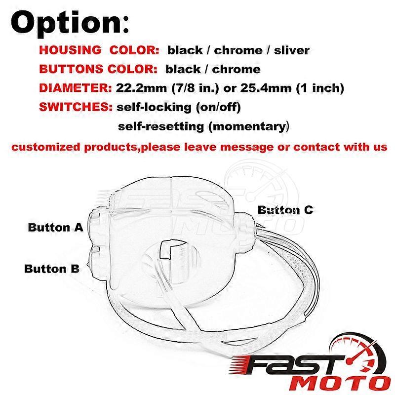 Universal Cafe Racer 22mm 25mm 3 Button Handlebar Switches Housing W/Wiring Kit M-Switch Push Button Control Switch for Chopper