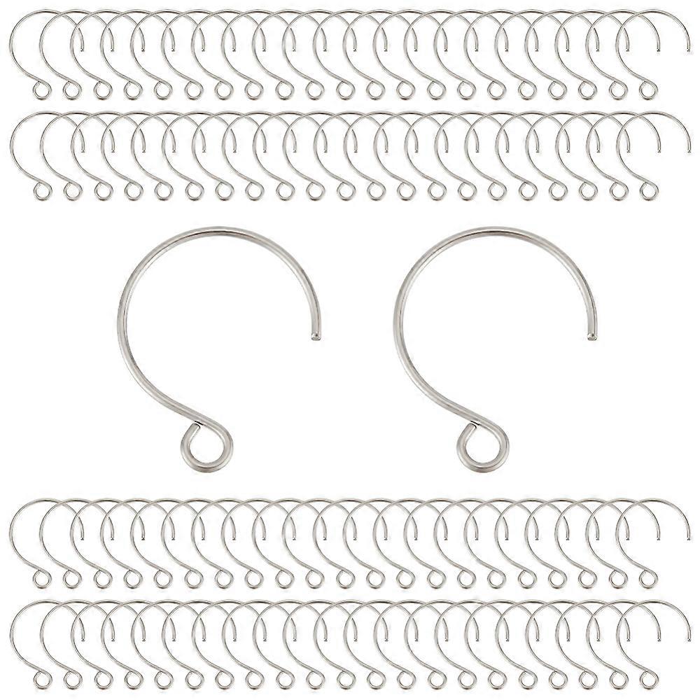 Ion Plating(IP) 304 Stainless Steel Earring Hooks Ear Wire with Horizontal Loop Stainless Steel Color 19x15mm Hole: 2.5mm Pin: 0.8mm 100pcs/box