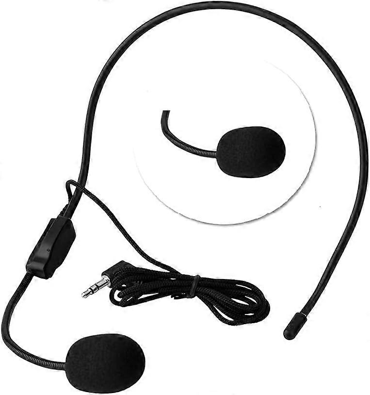 3.5mm Wired Head Mounted Microphone with Condenser Microphone Jack for Speaker with Voice Amplifier