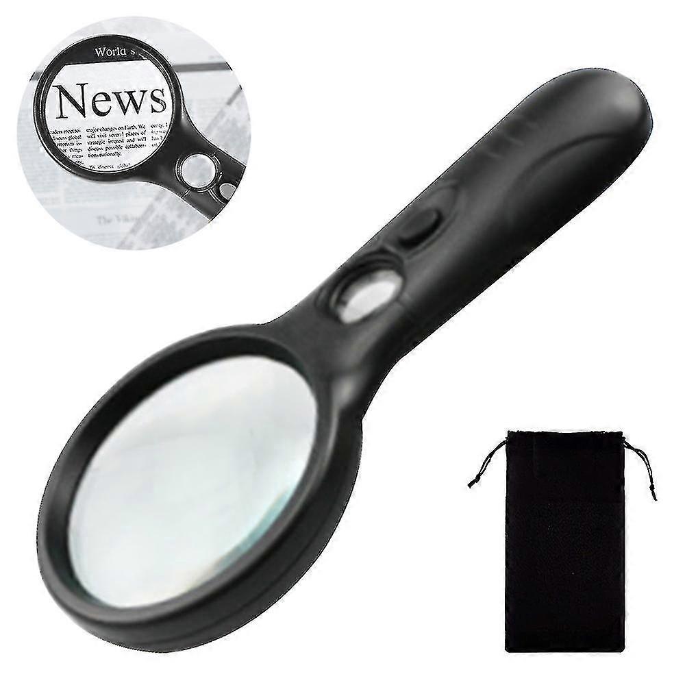 1pcs Magnifying Glass With Light,3x ,45x Handheld Magnifier,Led Lighted