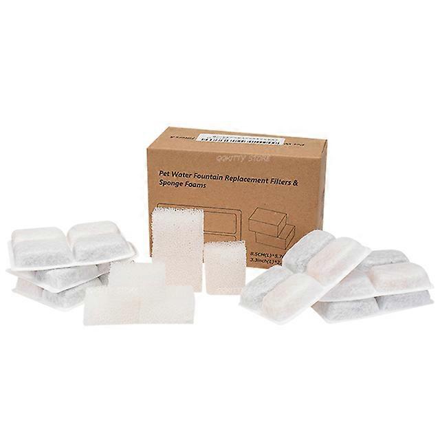 6pcs Cat Square Water Fountain Filters Pet Replacement Filters with Coconut Activated Carbon Suitable for 2L Water Dispenser