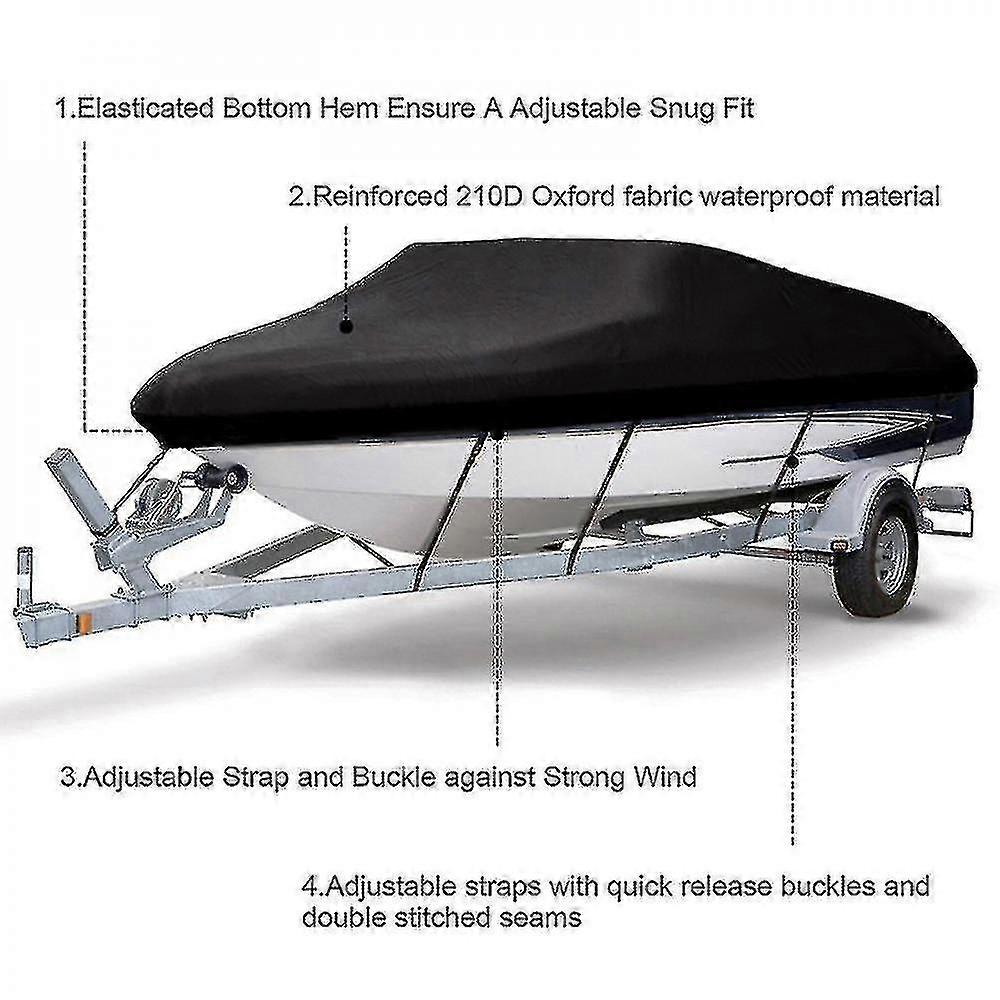 Waterproof Boat Cover Heavy Duty Marine Grade Polyester Canvas Trailerable Fits V-hull,tri-hull,runabout