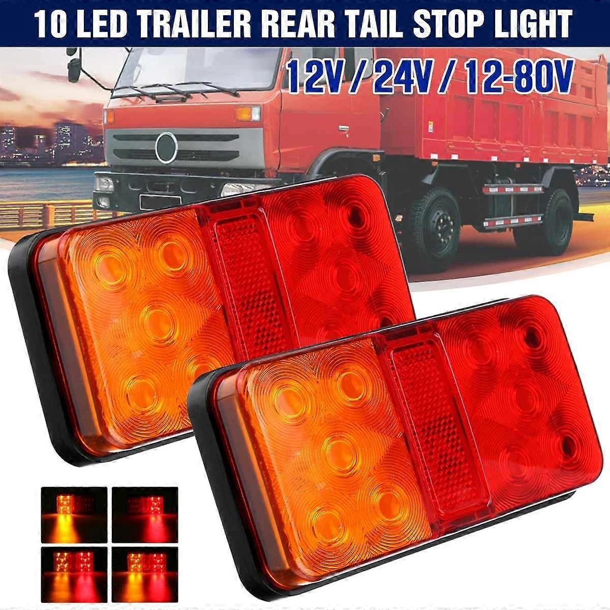 12v/24v 10 LED Trailer Tail Lights LED Lamp Truck Tractor Turn Signal Brake Light Tail Lamp For Lorry Bus Caravans Rear Lights