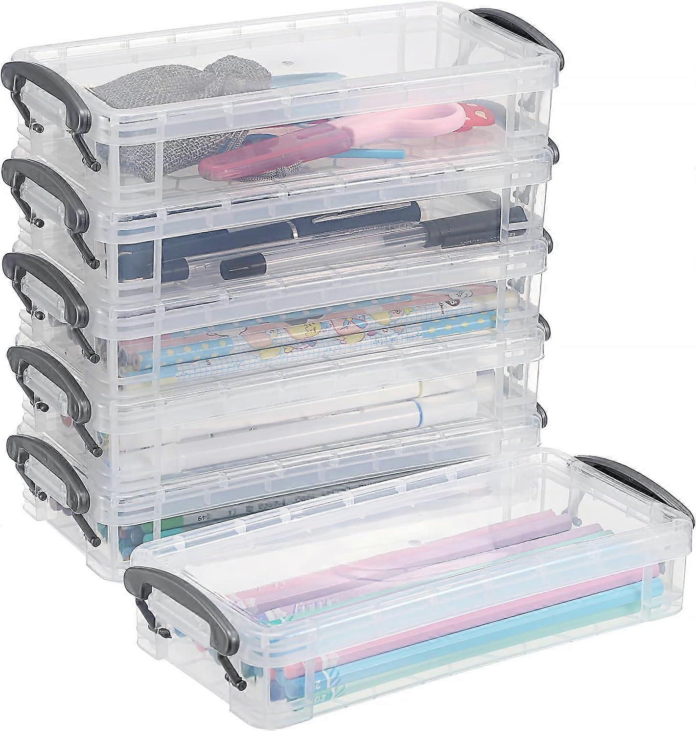 Set of 6 stackable translucent pencil boxes