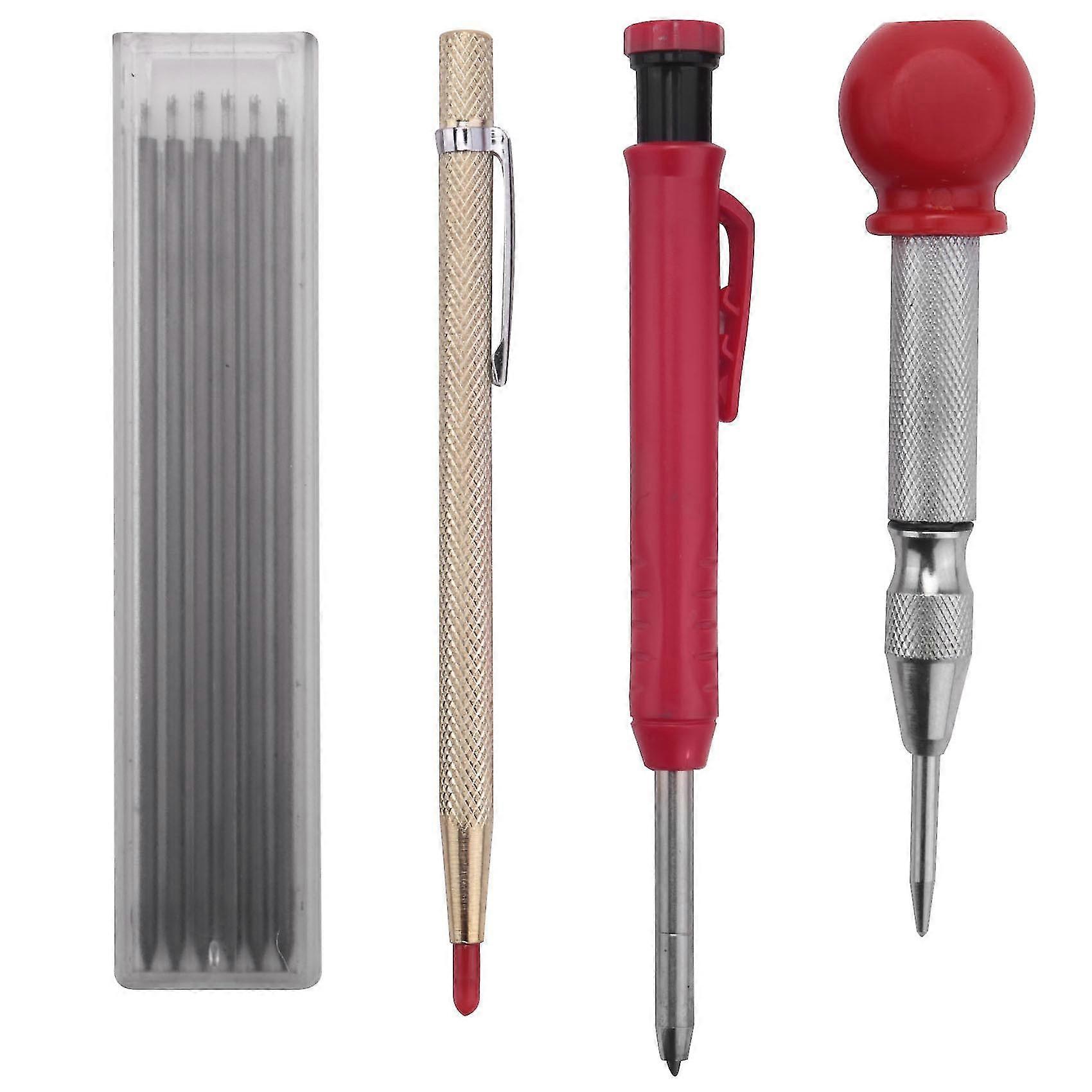 Solid Carpenter Marker Pencil Set Refillable Woodworking Pencil A