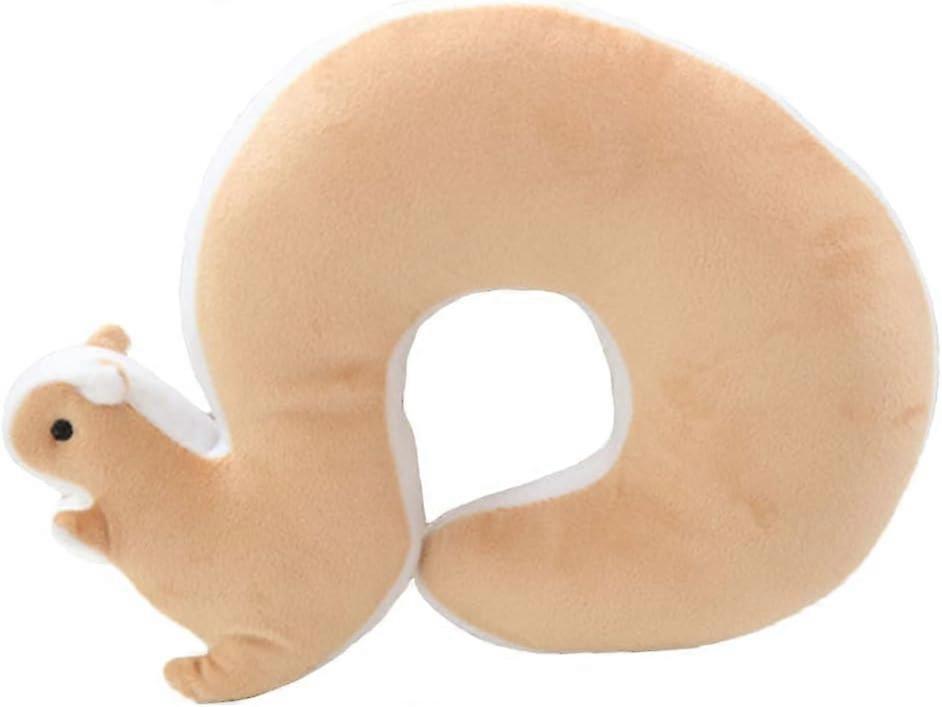 Cute Soft Squirrel Animal Plush U Shape Travel Pillow Airplane Neck Support Rest Cushion for Traveling (Light Brown)