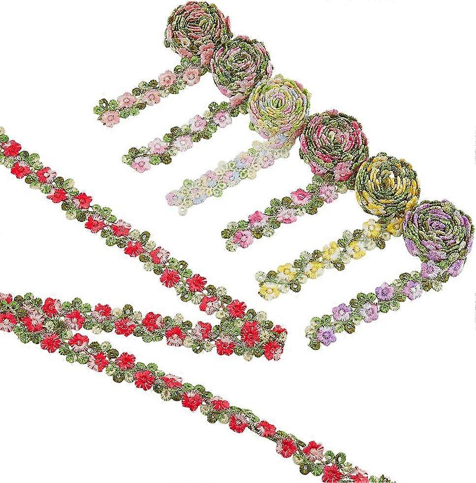 7 Yards 7 Colors Gradient Color Polyester Flower Lace Ribbon Flower Lace Trim for Garment Accessories Mixed Color 3/4 inch(20mm) 1 yard/color