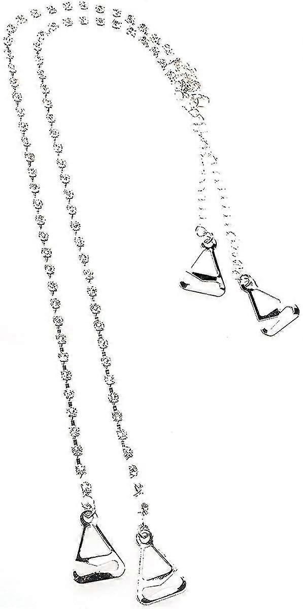 1 Pair Adjustable Bra Straps With Metal Hooks And Rhinestones
