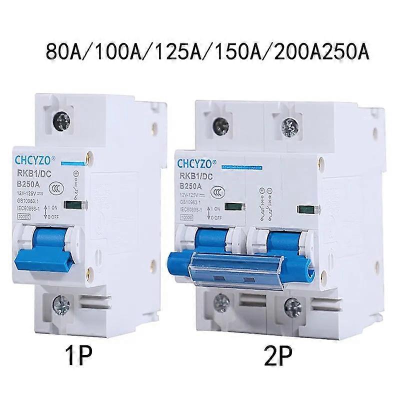 1P/2P DC Circuit Breaker 12V24V48V60V120V Air Switch 80A100A125A150A200A250A Inverter Electric Car Solar Protection Isolator
