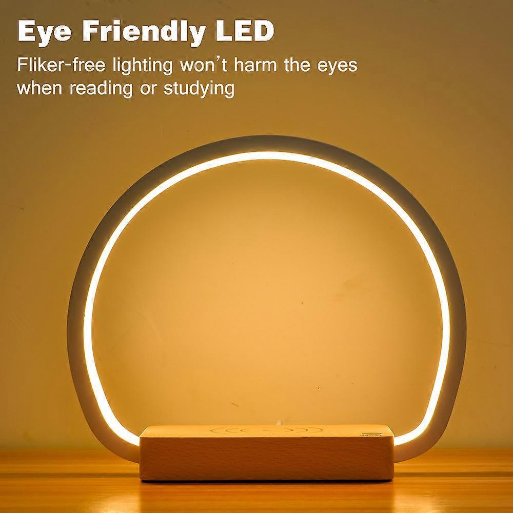 Retro LED Table Lamp with Ring and Wireless Charger, Dimmable Warm Light, Indoor Decorative Light Fixture, Perfect for Bedroom or Bedside Table