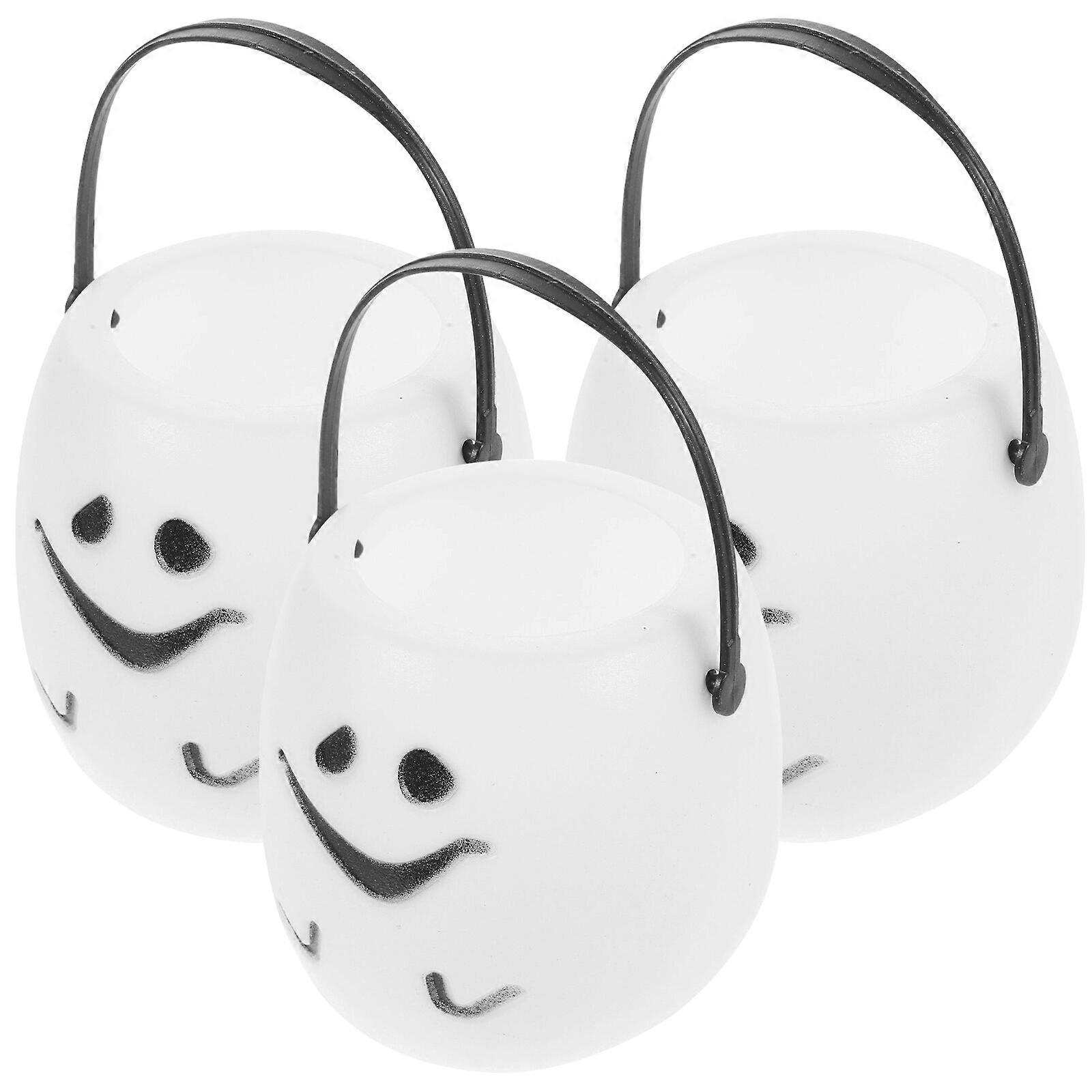 3pcs Pumpkin Buckets Halloween Candy Holders Handheld Plastic Candy Container