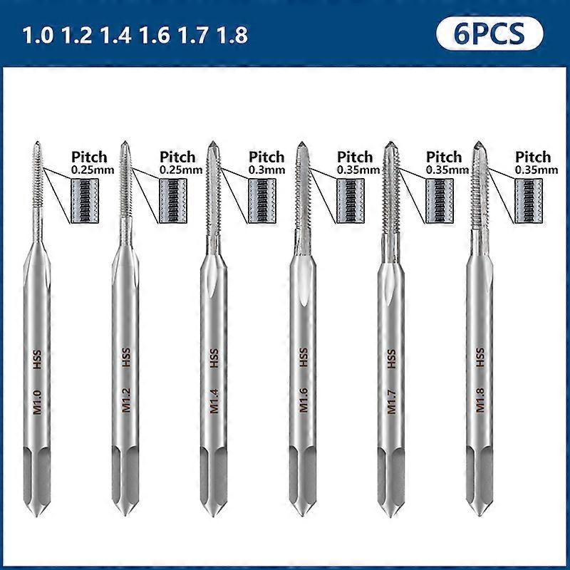 6pcs Tap Drill Set M1M12M14M16M17M18 Metric Screw Tap Machine Thread Tap Threading Tools