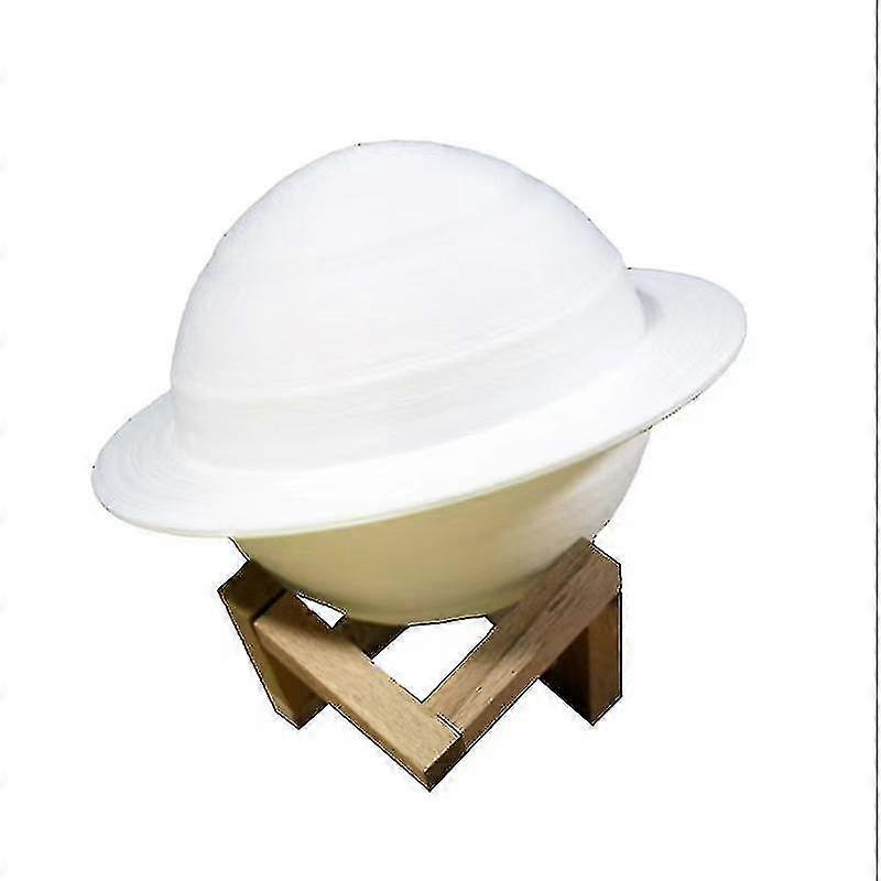 3d Print Decor Saturn Lamp With Wood Stand Hanging Net Nursery Led Night Light