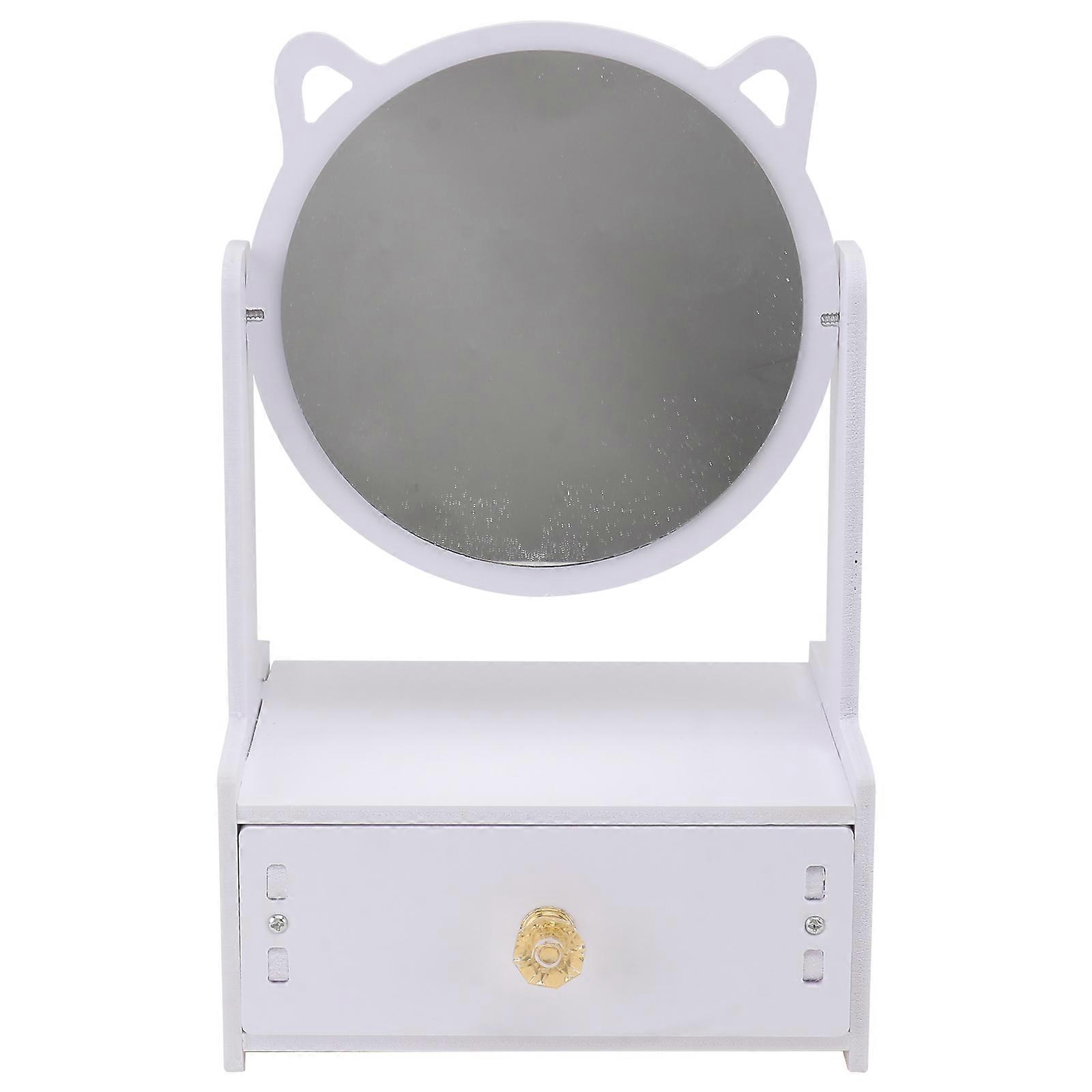 1Pc Desktop Cosmetic Mirror Drawer Style Mirror Table Mirror with Storage Box