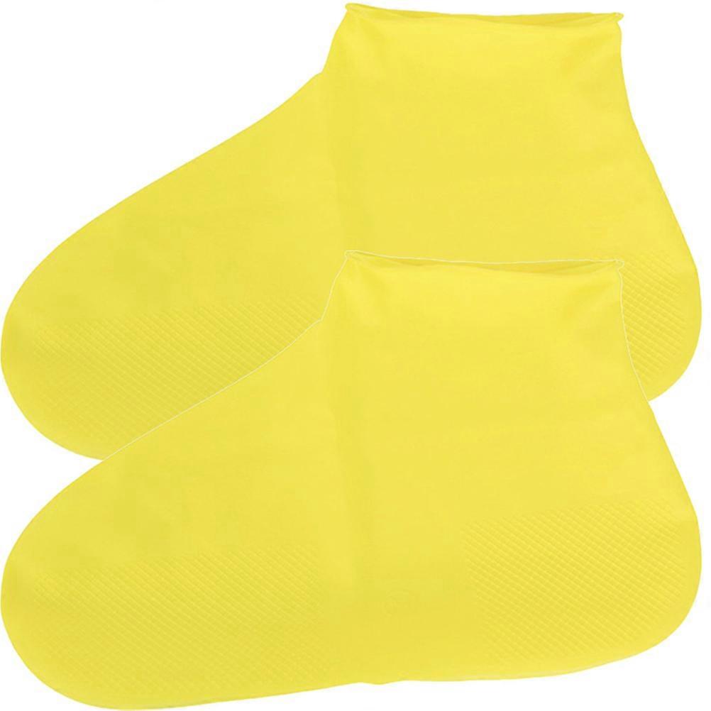 Unisex Waterproof Disposable Elastic Latex Boot Cover Rain Snow Non-slip Shoe Covers - Size L(Yellow)