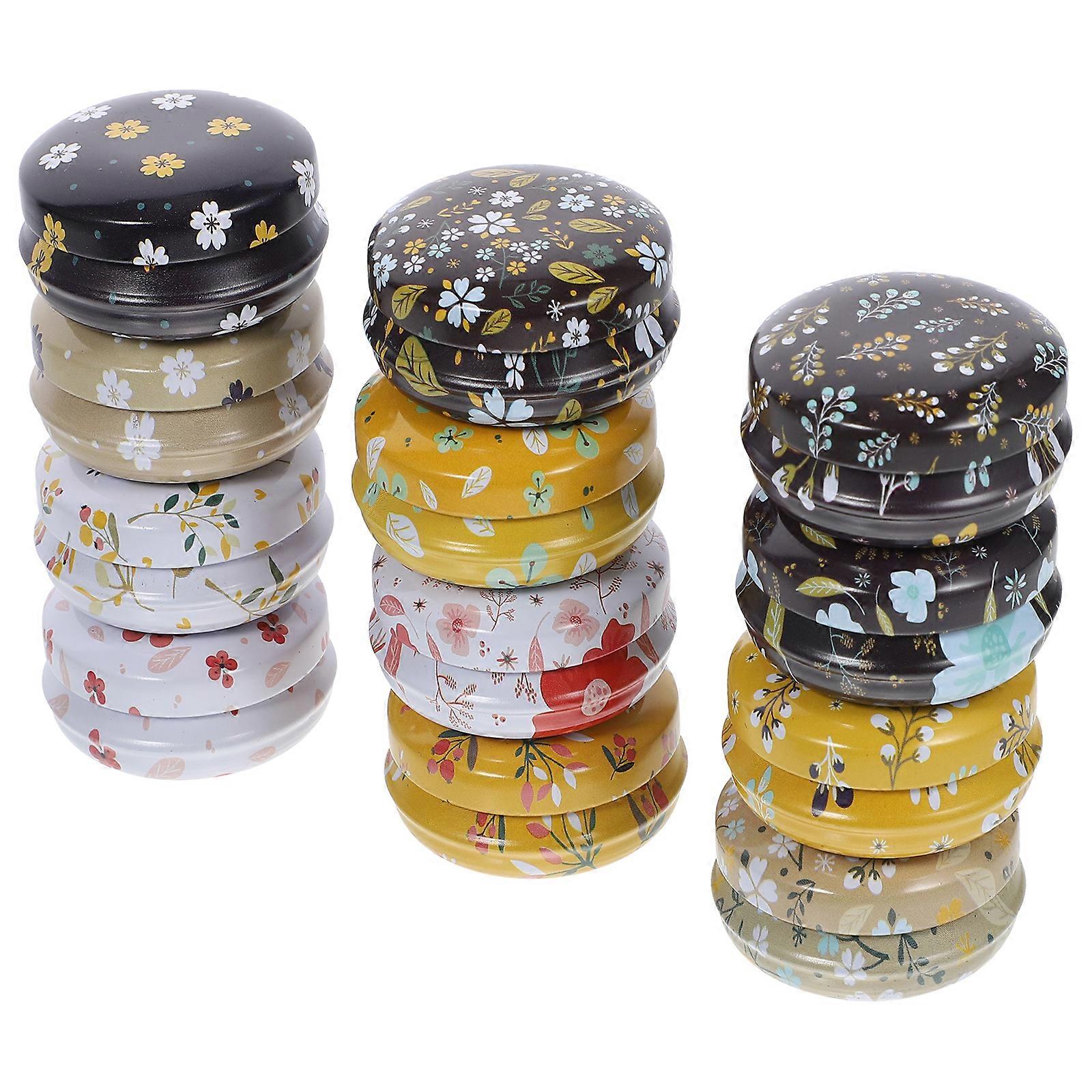 12pcs Mini Iron Storage Box Pill Case Portable Tinplate Containers Storage Cans for Makeups Sundries Flower Piece Series